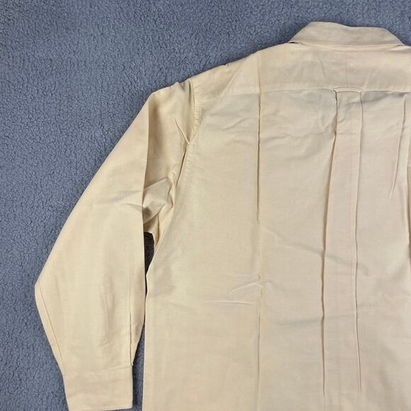 Land's End Men's 17.5-34 Peach Solid Long Sleeve Button Up Shirt - Picture 13 of 16